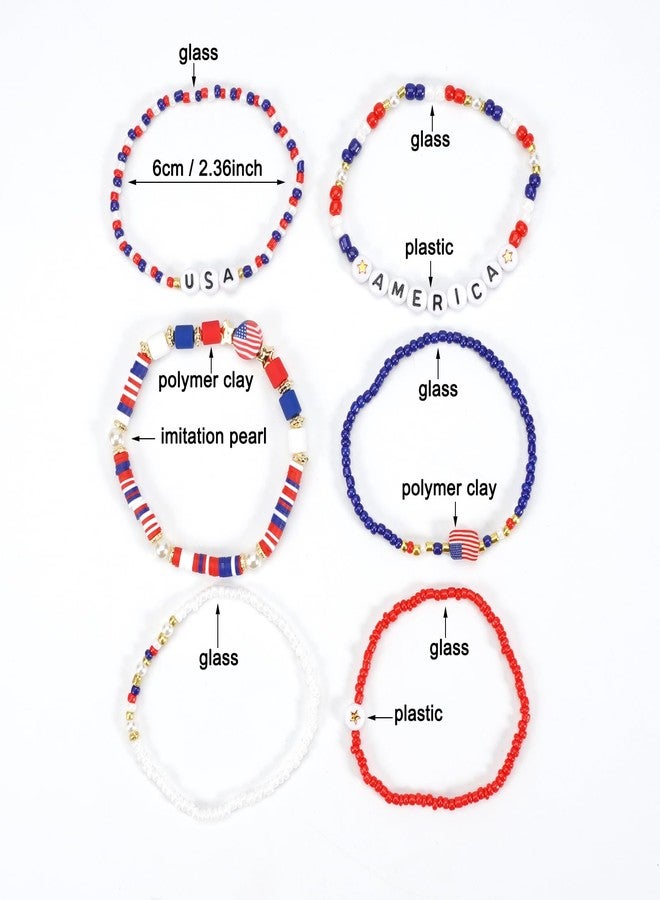 Lonext 12pcs American Flag Bracelet for Women Mens USA Red Blue White Beads Stretch Bracelet Set Patriotic 4th of July Independence Day - Image 3